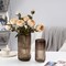 7.5" Amber Hand-Blown Glass Flower Vase – Thickened Round Vintage Striped Bottle for Bookshelf, Dining Table, Office Desk, Meeting Room, Bathroom & Home Décor